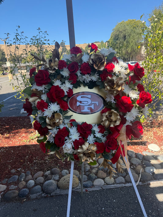SF 49ers funeral wreath